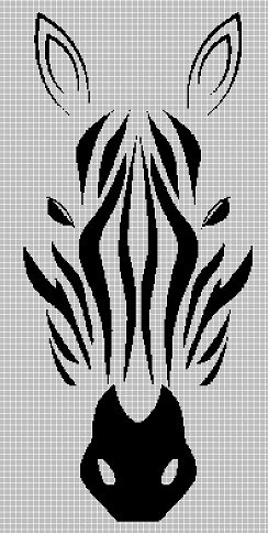 Zebra head silhouette cross stitch pattern in pdf