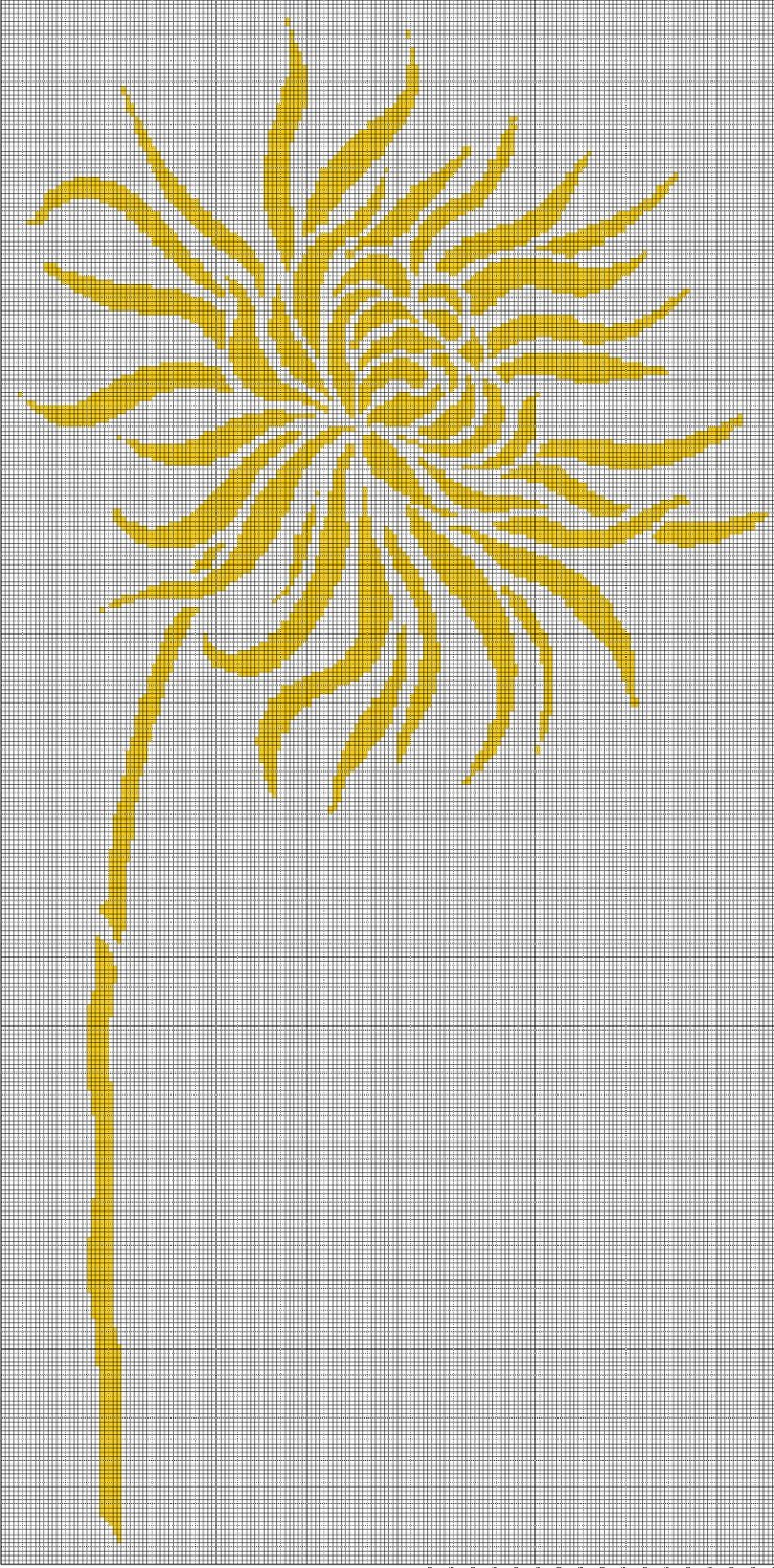 Yellow dahlia silhouette cross stitch pattern in pdf