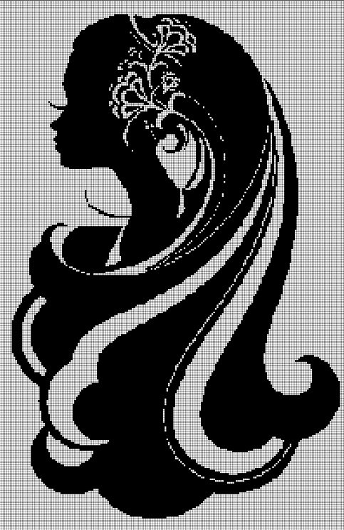 Woman Hairstyle silhouette cross stitch pattern in pdf