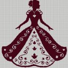 Woman Beautiful dress silhouette cross stitch pattern in pdf