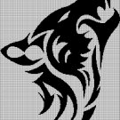 Wolf head tribal silhouette cross stitch pattern in pdf