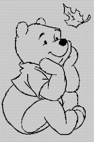Winnie the Pooh silhouette cross stitch pattern in pdf