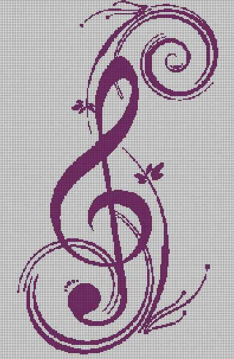 Violin  silhouette cross stitch pattern in pdf