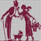 Vintage lovers silhouette cross stitch pattern in pdf