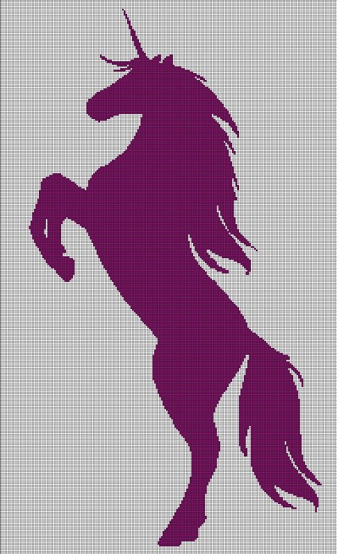 Unicorn silhouette cross stitch pattern in pdf