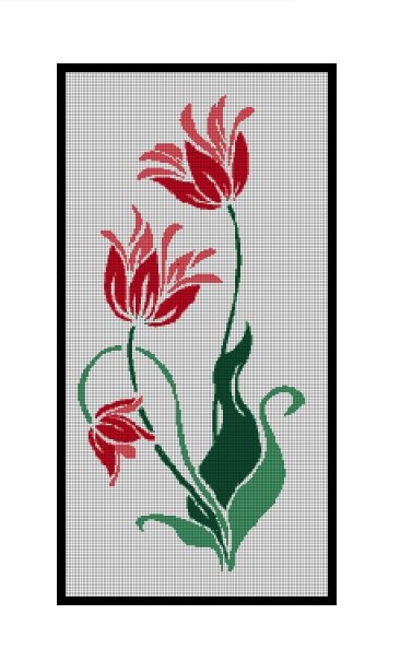 Tulip silhouette cross stitch pattern in pdf