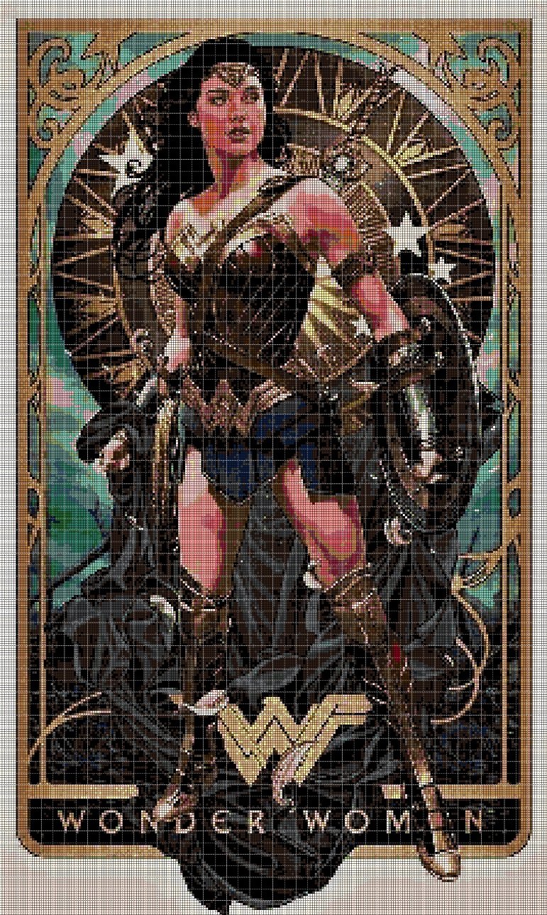 JL Wonder Woman2 cross stitch pattern in pdf DMC