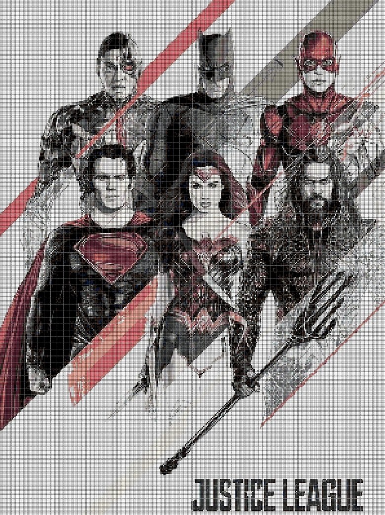 Justice League cross stitch pattern in pdf DMC