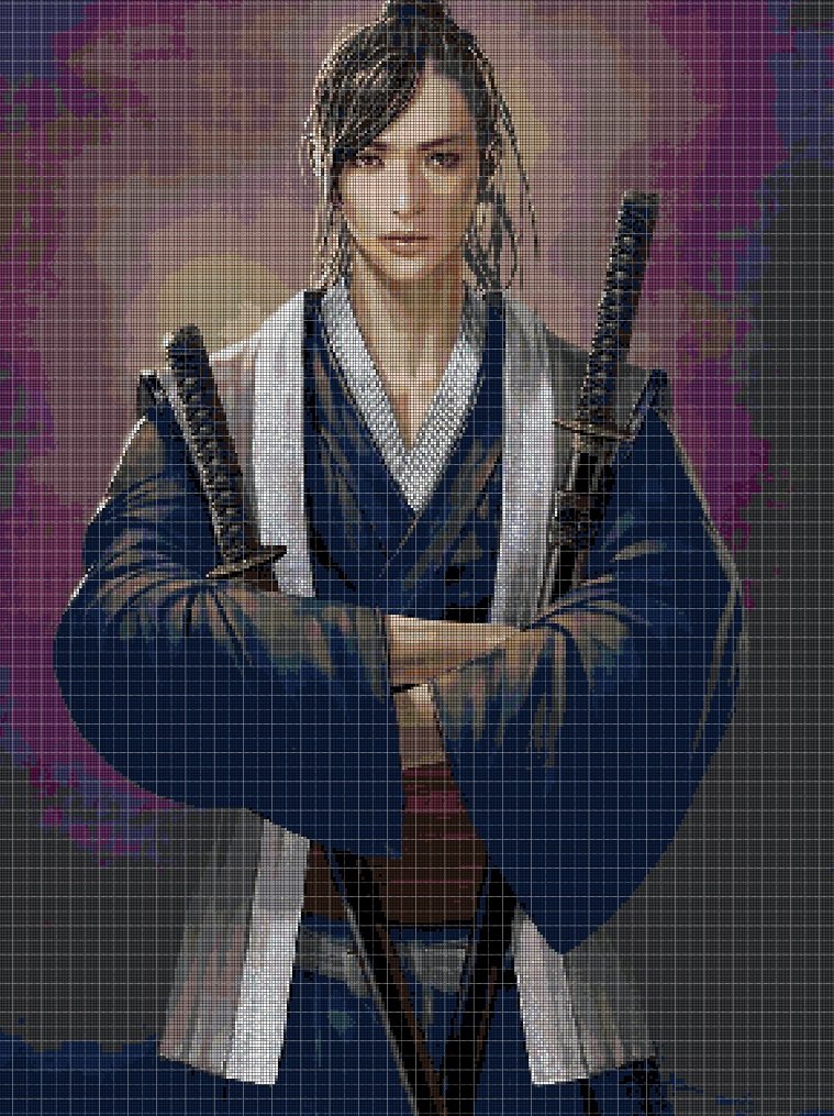 Young Samurai 2 cross stitch pattern in pdf DMC