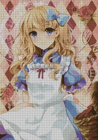 Wonderland Alice cross stitch pattern in pdf Anchor