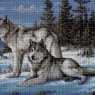 Wolves in winter cross stitch pattern in pdf DMC
