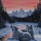 Wolves at twilight  cross stitch pattern in pdf DMC