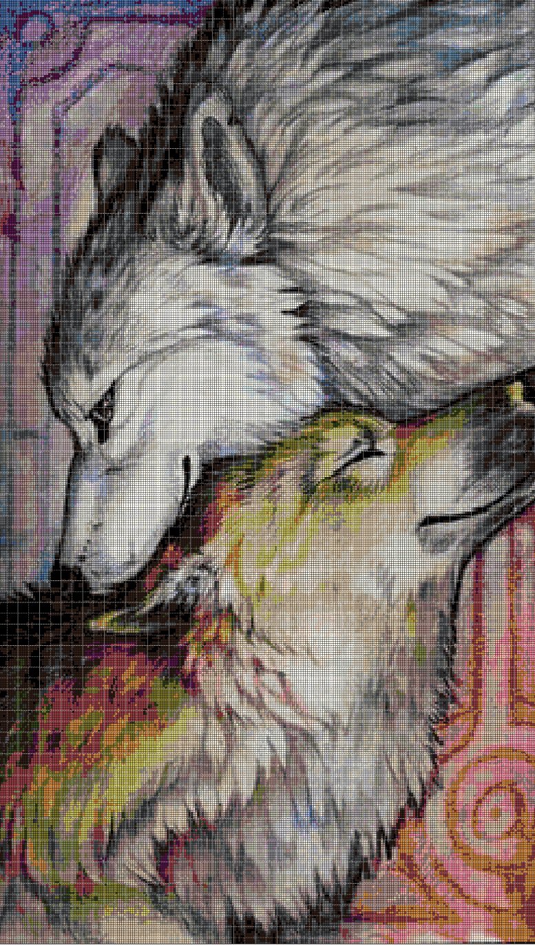 Wolves art  cross stitch pattern in pdf DMC