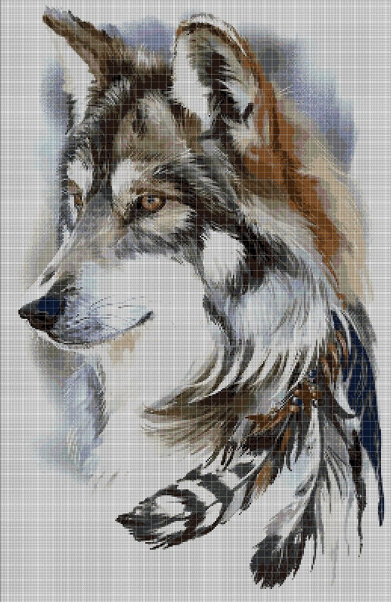 Wolf art 2 cross stitch pattern in pdf DMC