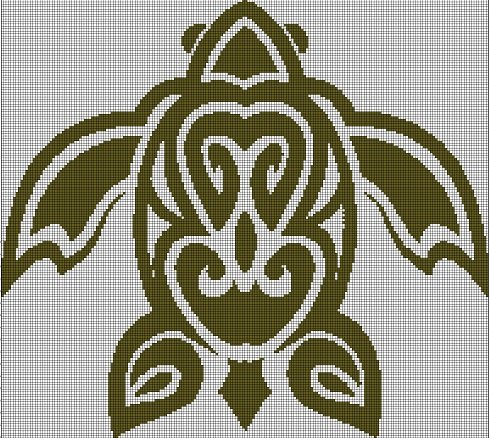 Tribal turtle3 silhouette cross stitch pattern in pdf