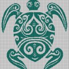 Tribal turtle sea green silhouette cross stitch pattern in pdf