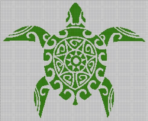 Tribal turtle  silhouette cross stitch pattern in pdf