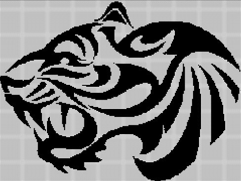 Tribal tiger  silhouette cross stitch pattern in pdf
