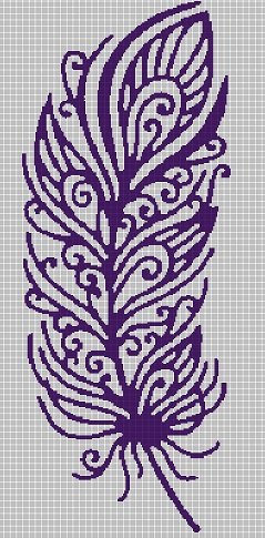 Tribal plume  silhouette cross stitch pattern in pdf