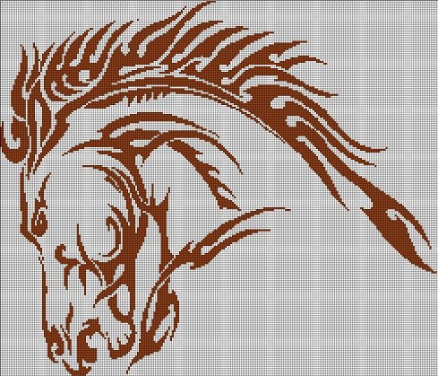 Tribal horse  silhouette cross stitch pattern in pdf