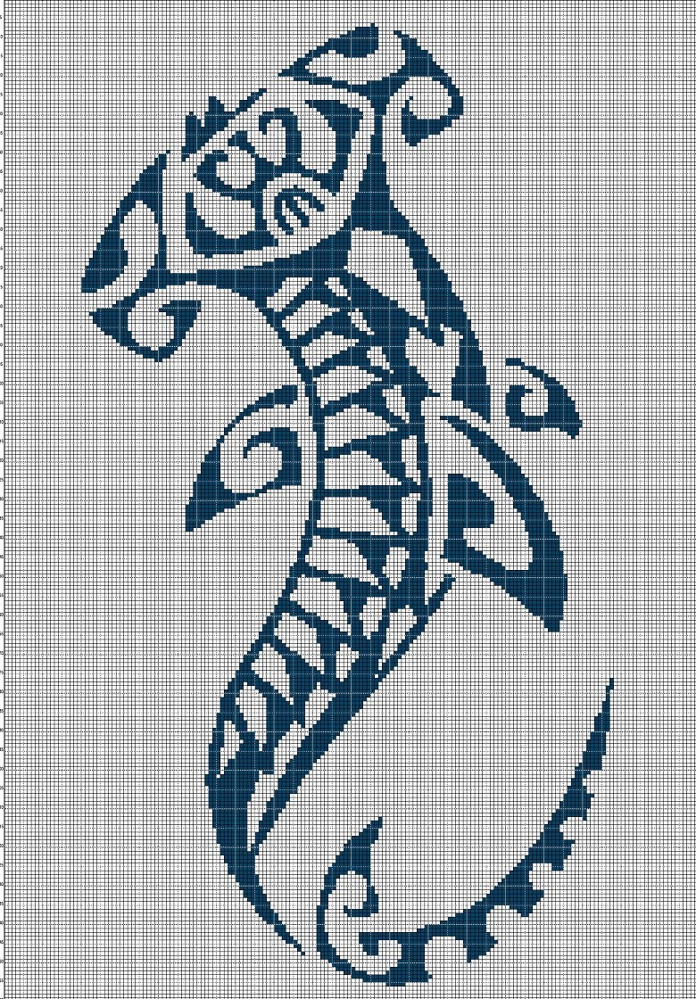 Tribal hammerhead  silhouette cross stitch pattern in pdf