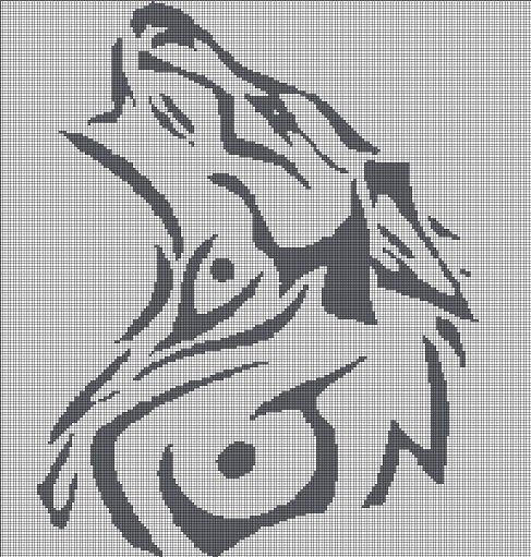 Tribal Grey Wolf  silhouette cross stitch pattern in pdf