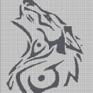 Tribal Grey Wolf  silhouette cross stitch pattern in pdf