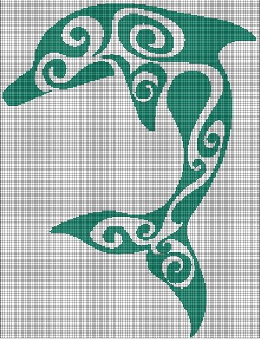 Tribal dolphin  silhouette cross stitch pattern in pdf