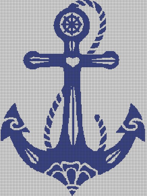 Tribal Anchor silhouette cross stitch pattern in pdf