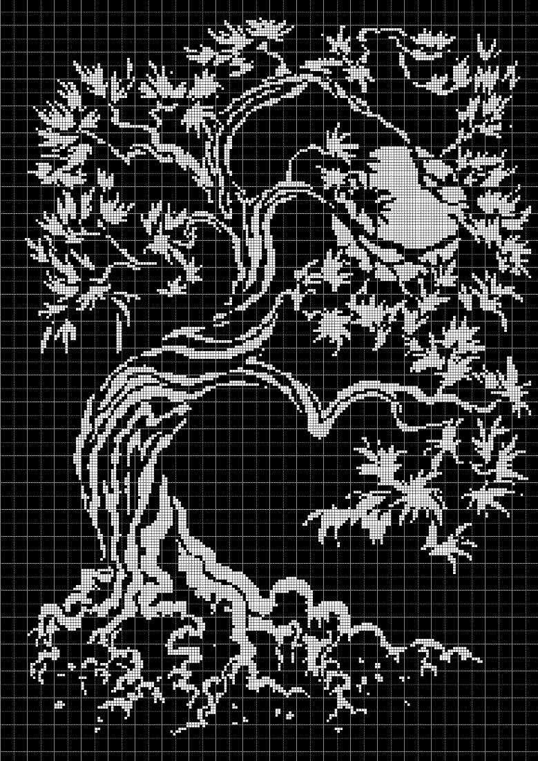 Tree2 silhouette cross stitch pattern in pdf