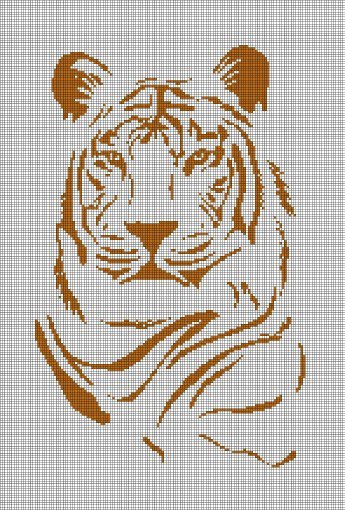 Topaz tiger silhouette cross stitch pattern in pdf