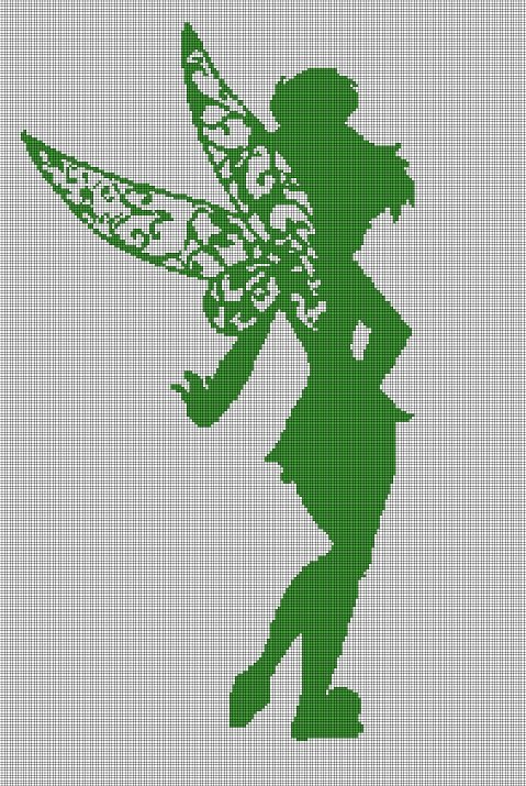 Tinker Bell silhouette cross stitch pattern in pdf