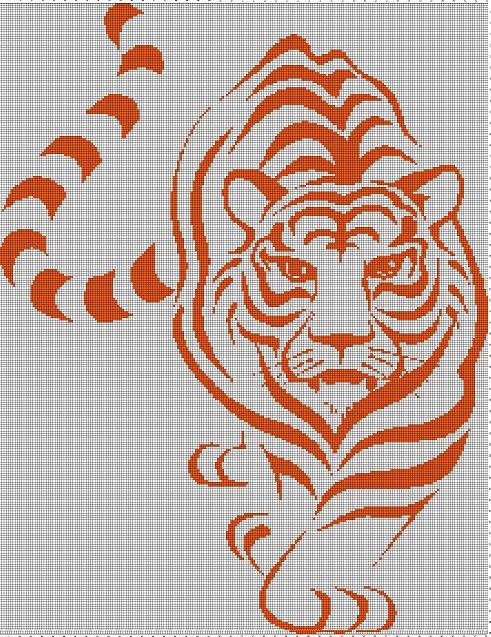 Tiger 1 silhouette cross stitch pattern in pdf