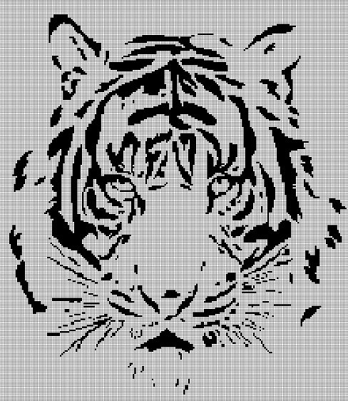 Tiger face silhouette cross stitch pattern in pdf