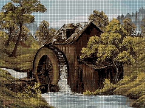 Water mill 2  cross stitch pattern in pdf ANCHOR