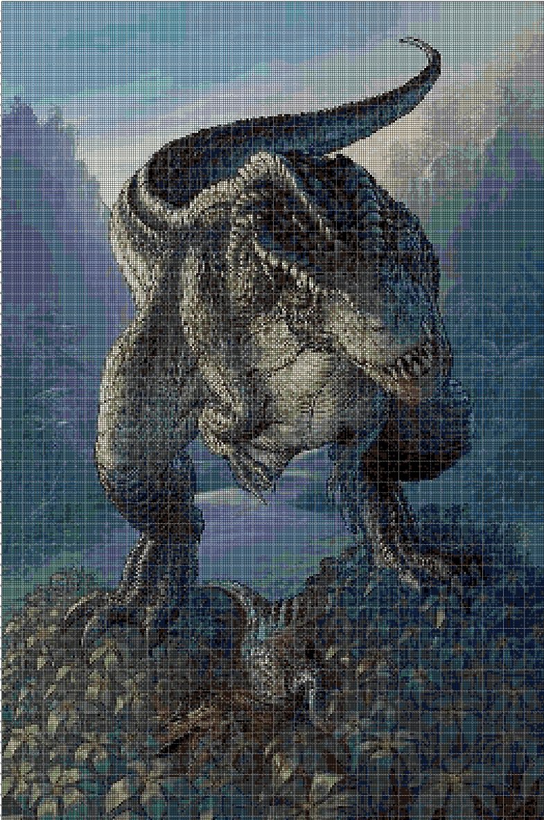 T-rex 2 cross stitch pattern in pdf DMC