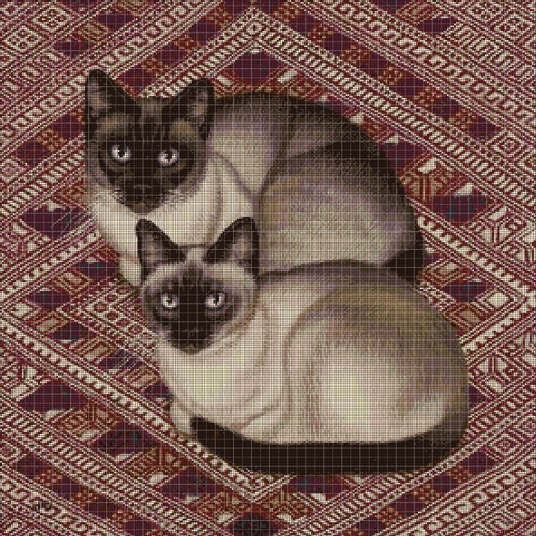Two cats2  cross stitch pattern in pdf DMC