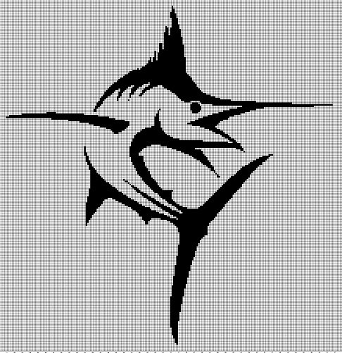 Swordfish  silhouette cross stitch pattern in pdf