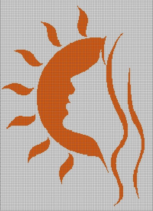 Sungirl  silhouette cross stitch pattern in pdf