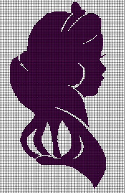 Snow White Purple  silhouette cross stitch pattern in pdf