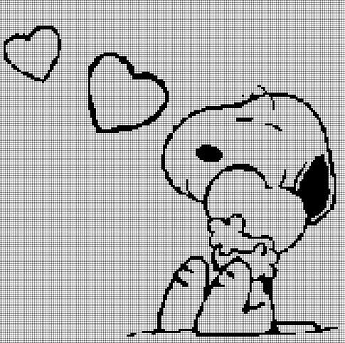 Snoopy with heart  silhouette cross stitch pattern in pdf