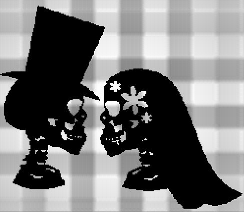 Skull wedding silhouette cross stitch pattern in pdf