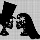 Skull wedding silhouette cross stitch pattern in pdf