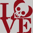 Skull love silhouette cross stitch pattern in pdf