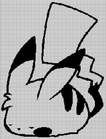Sleeping pikachu silhouette cross stitch pattern in pdf