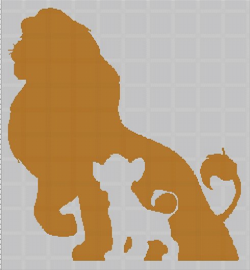 Simba 2 silhouette cross stitch pattern in pdf
