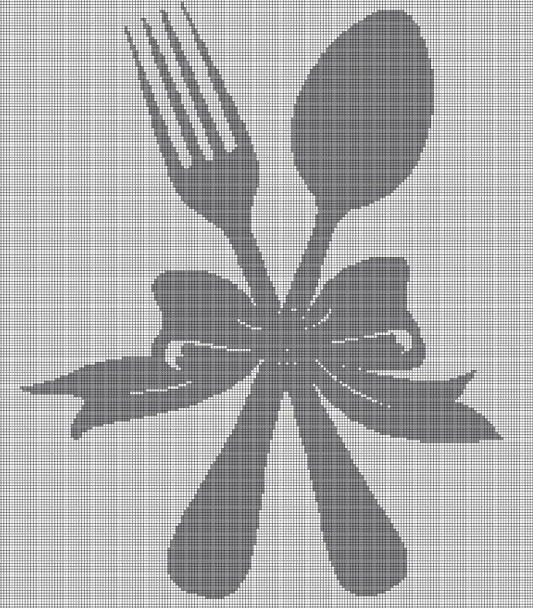 Silver cutlery silhouette cross stitch pattern in pdf