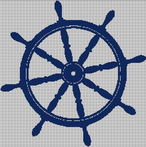Ship steering wheel silhouette cross stitch pattern in pdf