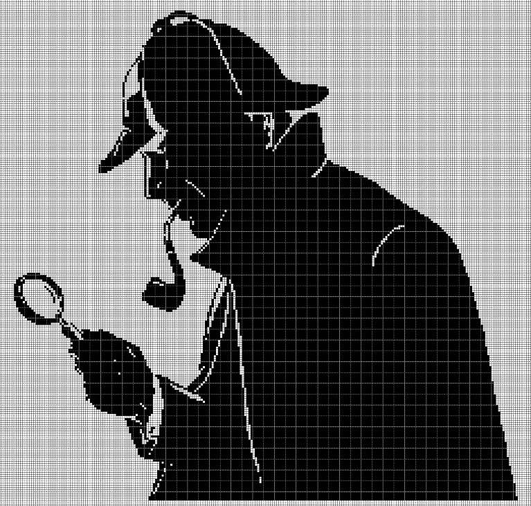 Sherlock Holmes  silhouette cross stitch pattern in pdf