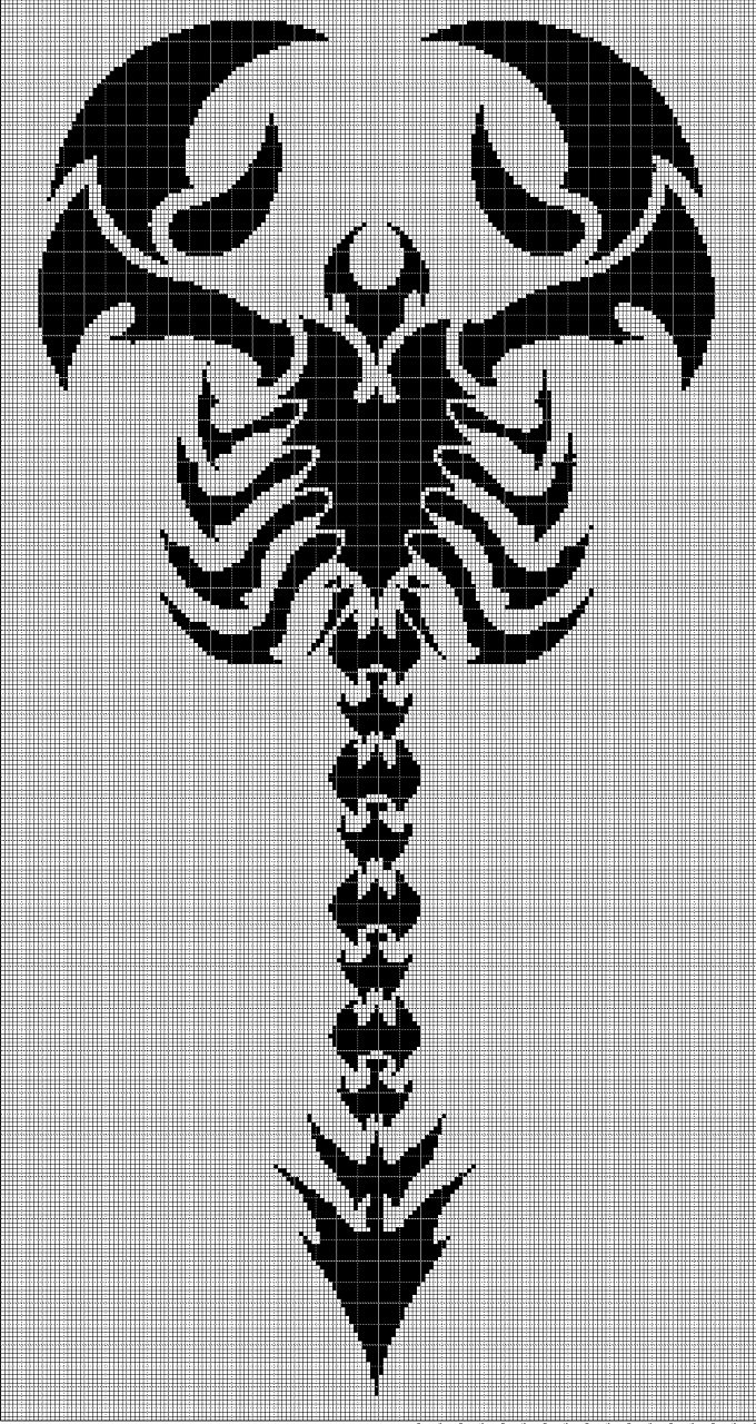 Scorpion tattoo 2 silhouette cross stitch pattern in pdf
